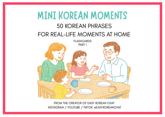 "50 Easy Korean Phrases for Everyday Moments" A Visual Phrase Card Collection