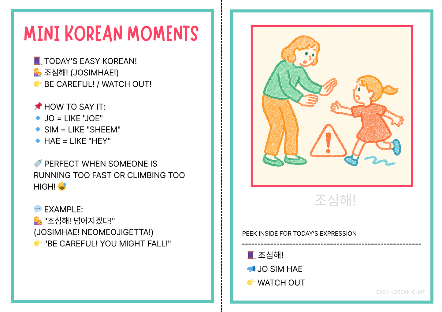 "50 Easy Korean Phrases for Everyday Moments" A Visual Phrase Card Collection